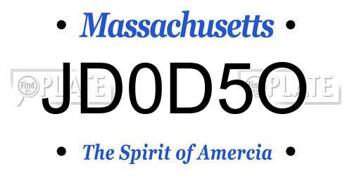 JD0D5O Massachusetts License Plate
