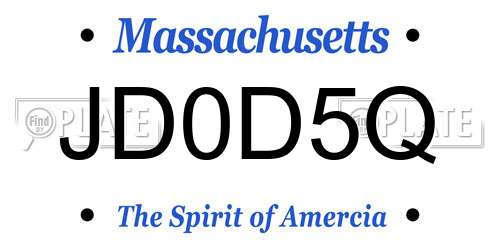 JD0D5Q Massachusetts License Plate