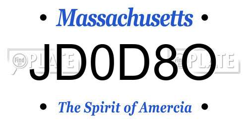 JD0D8O Massachusetts License Plate