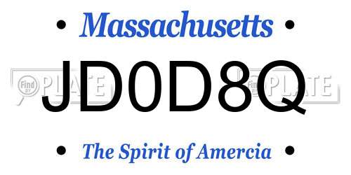 JD0D8Q Massachusetts License Plate