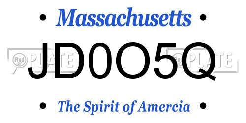 JD0O5Q Massachusetts License Plate