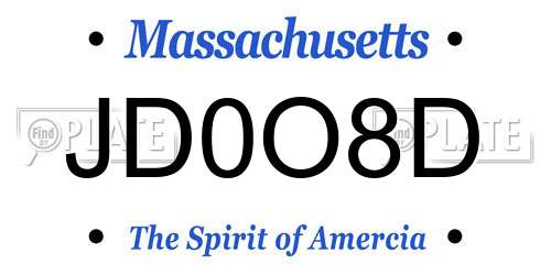 JD0O8D Massachusetts License Plate