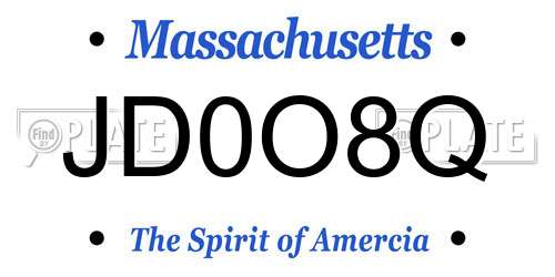 JD0O8Q Massachusetts License Plate