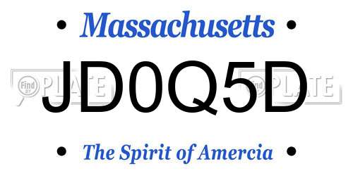 JD0Q5D Massachusetts License Plate