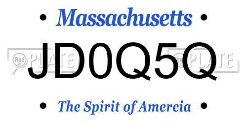 JD0Q5Q Massachusetts License Plate