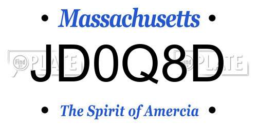 JD0Q8D Massachusetts License Plate
