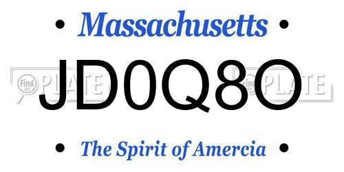 JD0Q8O Massachusetts License Plate
