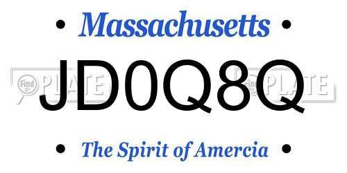 JD0Q8Q Massachusetts License Plate