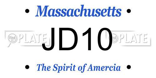 JD10 Massachusetts License Plate