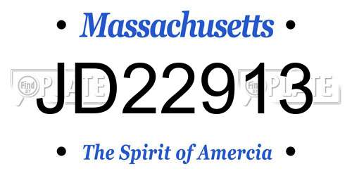 JD22913 Massachusetts License Plate