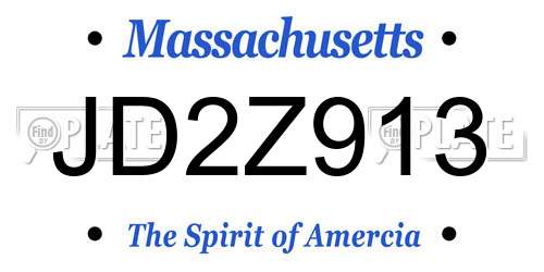 JD2Z913 Massachusetts License Plate