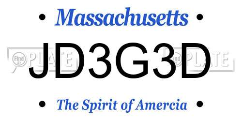 JD3G3D Massachusetts License Plate