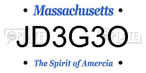 JD3G3O Massachusetts License Plate