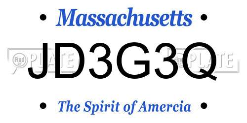 JD3G3Q Massachusetts License Plate