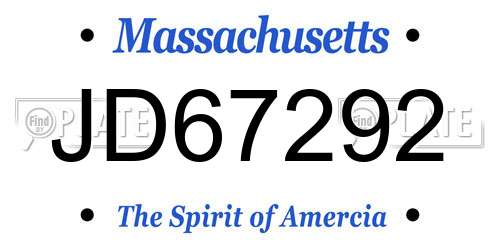 JD67292 Massachusetts License Plate