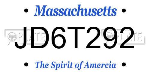 JD6T292 Massachusetts License Plate