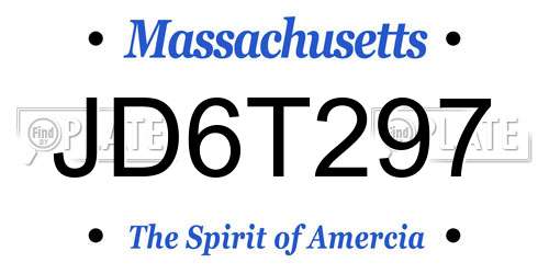 JD6T297 Massachusetts License Plate