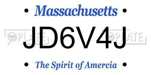 JD6V4J Massachusetts License Plate