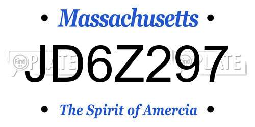 JD6Z297 Massachusetts License Plate