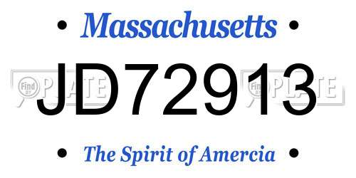 JD72913 Massachusetts License Plate
