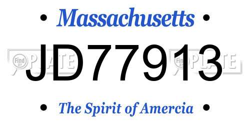 JD77913 Massachusetts License Plate
