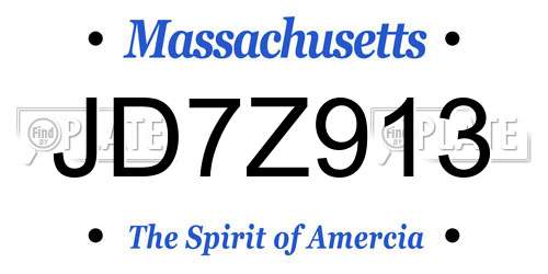 JD7Z913 Massachusetts License Plate