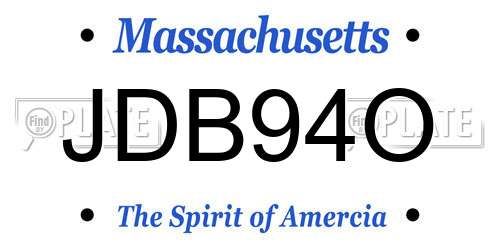 JDB94O Massachusetts License Plate