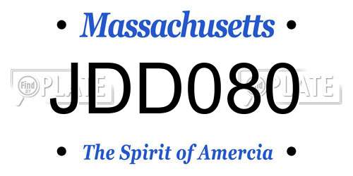 JDD080 Massachusetts License Plate