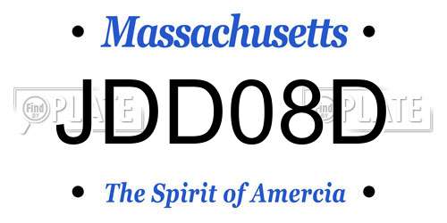 JDD08D Massachusetts License Plate