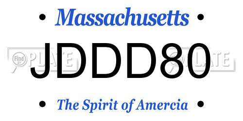 JDDD80 Massachusetts License Plate