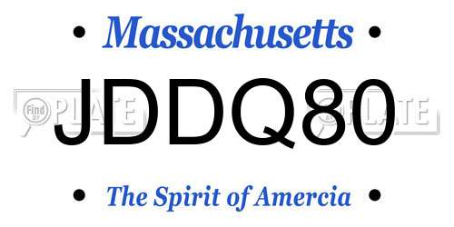 JDDQ80 Massachusetts License Plate