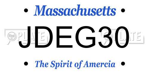 JDEG30 Massachusetts License Plate