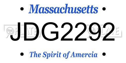 JDG2292 Massachusetts License Plate