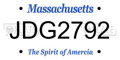 JDG2792 Massachusetts License Plate