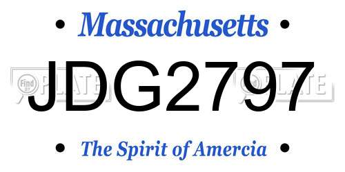 JDG2797 Massachusetts License Plate