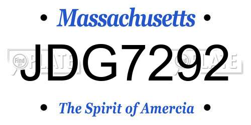 JDG7292 Massachusetts License Plate