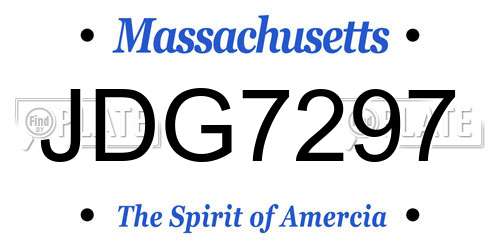 JDG7297 Massachusetts License Plate
