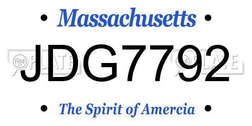 JDG7792 Massachusetts License Plate