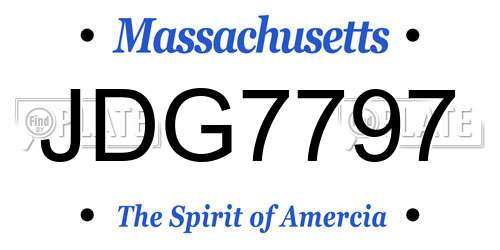 JDG7797 Massachusetts License Plate