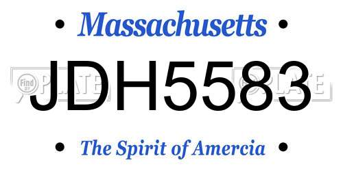 JDH5583 Massachusetts License Plate