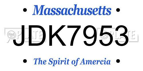 JDK7953 Massachusetts License Plate
