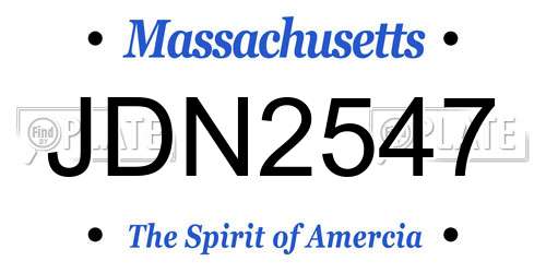 JDN2547 Massachusetts License Plate
