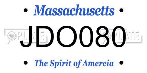 JDO080 Massachusetts License Plate