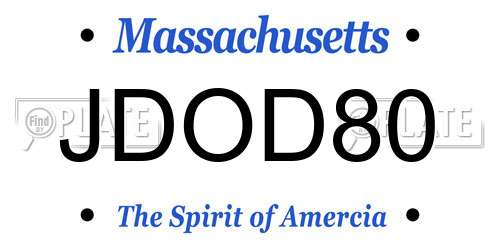 JDOD80 Massachusetts License Plate