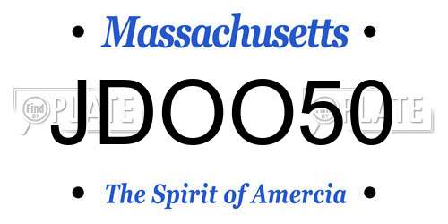 JDOO50 Massachusetts License Plate