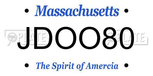 JDOO80 Massachusetts License Plate