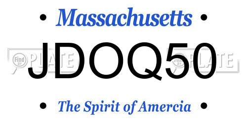 JDOQ50 Massachusetts License Plate