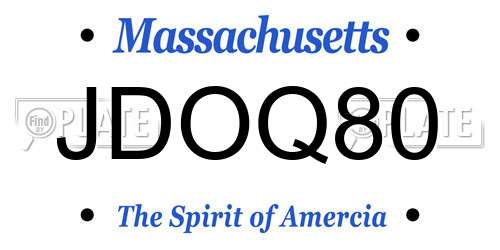JDOQ80 Massachusetts License Plate