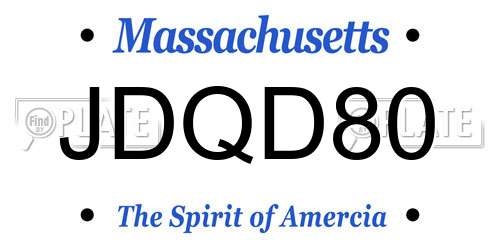 JDQD80 Massachusetts License Plate