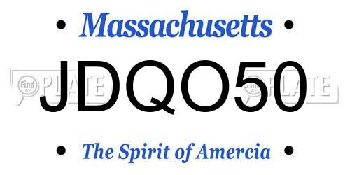 JDQO50 Massachusetts License Plate